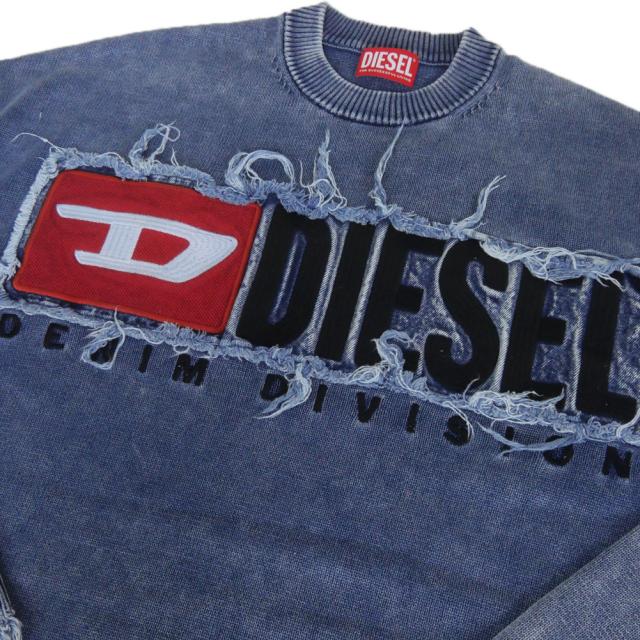セールAW DIESEL ディーゼル セーター メンズ クルーネックニット コットン 綿100％ A18915 0KICC / K-FRONZI インディゴブルー_6