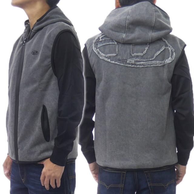 2025 秋冬新作！ DIESEL ディーゼル ベスト メンズ A19406 0AJFN / S-HAKY-NEW チャコールグレー