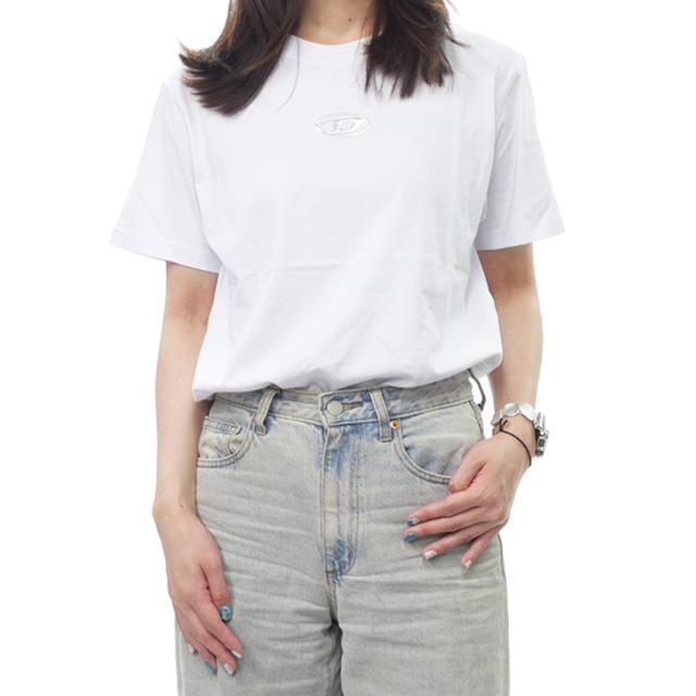 DIESEL ディーゼル Tシャツ レディース 半袖 クルーネック コットン 綿100％ A16841 0CLBR / T-REGS-OD-Q1 ホワイト 定番人気商品