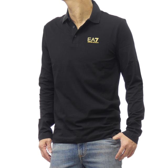 2025 秋冬新作！ EMPORIO ARMANI エンポリオアルマーニ EA7 メンズ ポロシャツ 長袖 スムースポロシャツ 8NPF15 PJVQZ ブラック