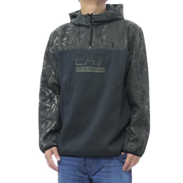 2025 秋冬新作！ EMPORIO ARMANI エンポリオアルマーニ EA7 パーカー メンズ ハーフジップ 7M001131 AF16549 グレー