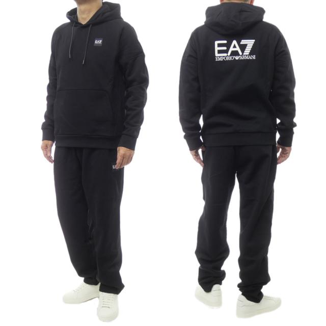 2025 秋冬新作！ EMPORIO ARMANI エンポリオアルマーニ EA7 セットアップ メンズ スウェット 7M000913 AF10377 ブラック 敬老の日 プレゼント ギフト