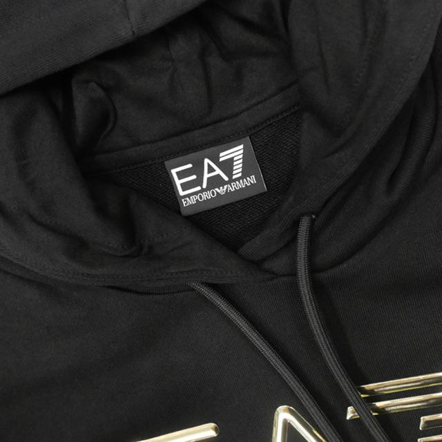 2025 秋冬新作！ EMPORIO ARMANI エンポリオアルマーニ EA7 パーカー レディース プルオーバー 7W000417 AF12473 ブラック×ゴールド セールAW EMPORIO ARMANI エンポリオアルマーニ EA7 パーカー