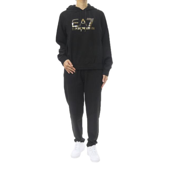 2025 秋冬新作！ EMPORIO ARMANI エンポリオアルマーニ EA7 レディース セットアップスウェット 7W000687 AF12502 ブラック