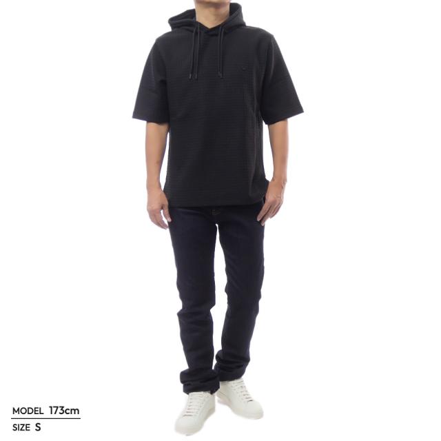 セールAW EMPORIO ARMANI エンポリオアルマーニ パーカー メンズ 半袖 プルオーバー EM003143 AF13700 ブラック_1