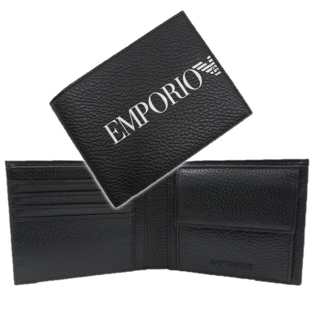 2025 秋冬新作！ EMPORIO ARMANI エンポリオアルマーニ 財布 メンズ 二つ折財布（小銭入れ付き） EM003591 AF19355 ブラック