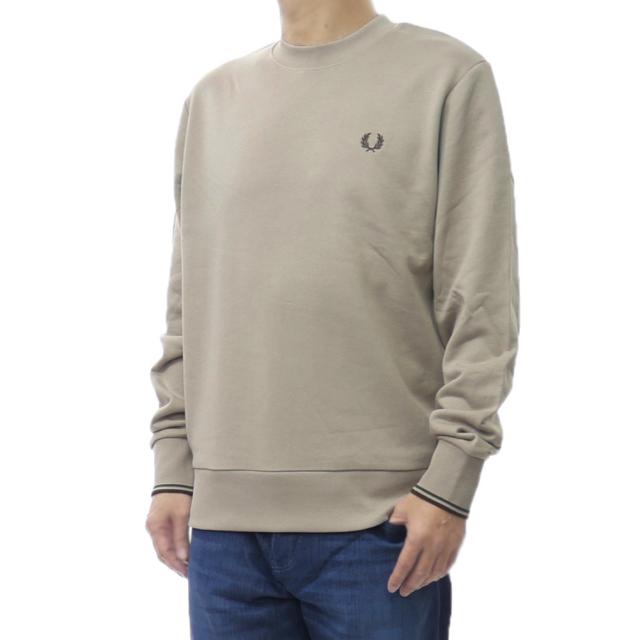 2025 秋冬新作！ FRED PERRY フレッドペリー メンズトレーナー M7535 / CREW NECK SWEATSHIRT ベージュ 2025秋冬新作