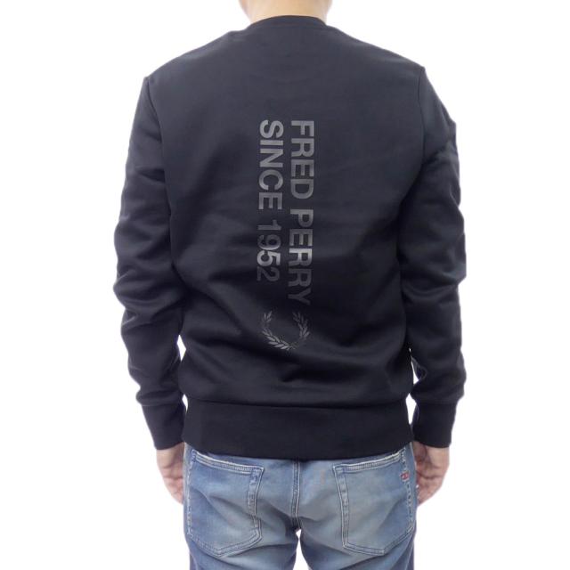 セールAW FRED PERRY フレッドペリー メンズ トレーナー M1369 / BOLD BRANDING CREWNECK SWEATSHIRT ブラック_3