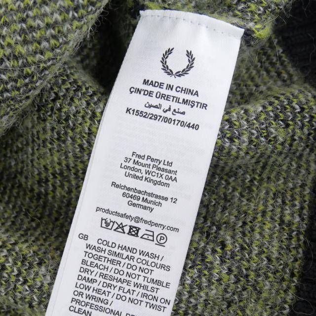 セールAW FRED PERRY フレッドペリー メンズクルーネックニット セーター K1552 / BRUSHED TARTAN JUMPER グレー_9