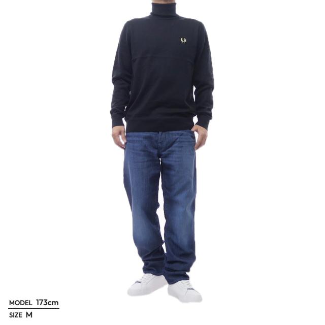 セールAW FRED PERRY フレッドペリー メンズタートルネック/セーター K9552 / ROLLNECK JUMPER ブラック 定番人気商品_1