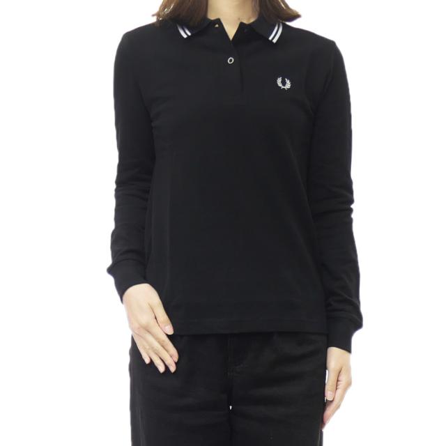 FRED PERRY フレッドペリー レディース長袖鹿の子ポロシャツ G3636 / TWIN TIPPED LS FP SHIRT ブラック 2025秋冬新作
