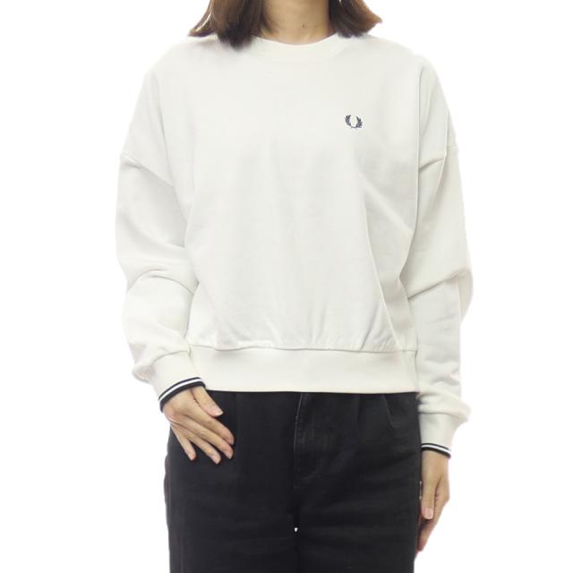 FRED PERRY フレッドペリー レディーストレーナー 61148 / TIPPED SWEAT SHIRT ホワイト 2025秋冬新作
