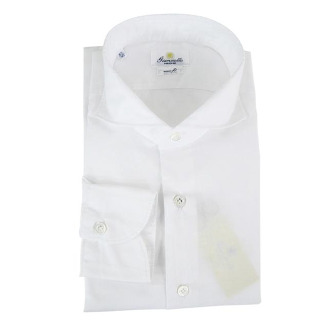 2025 秋冬新作！ GIANNETTO ジャンネット カッタウェイシャツ メンズ コットン 綿100％ AC130 / VINCI FIT WASH ホワイト