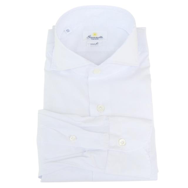 GIANNETTO ジャンネット カッタウェイシャツ メンズ AC999 / VINCI FIT WASH ホワイト 定番人気商品