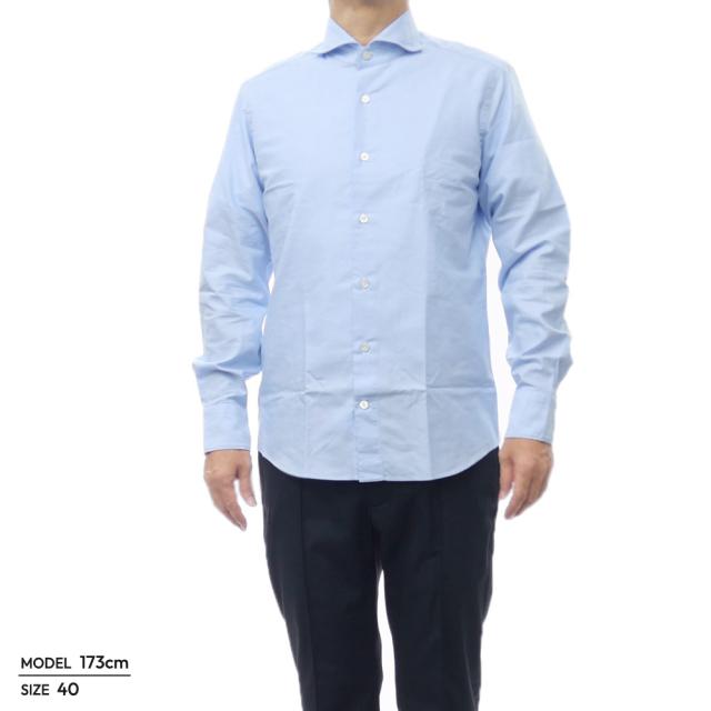 セールAW GIANNETTO ジャンネット カッタウェイシャツ メンズ コットン 綿100％ AC146 / VINCI FIT WASH ライトブルー_1