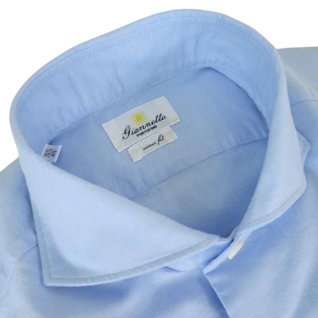セールAW GIANNETTO ジャンネット カッタウェイシャツ メンズ コットン 綿100％ AC146 / VINCI FIT WASH ライトブルー_5