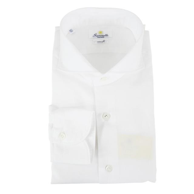 2025 秋冬新作！ GIANNETTO ジャンネット カッタウェイシャツ メンズ コットン 綿100％ AC108 / VINCI FIT WASH ホワイト