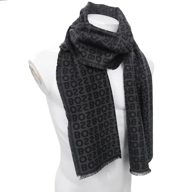 HUGO BOSS ヒューゴボス メンズ大判ストール 50518661 10261143 / Tadic_40180 ブラック 2025秋冬新作