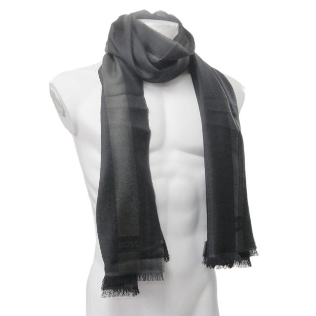 HUGO BOSS ヒューゴボス メンズ大判ストール 50547659 10273853 / Eryk_70180 ブラック 2025秋冬新作