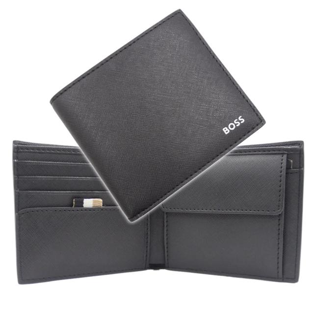 2025 秋冬新作！ HUGO BOSS ヒューゴボス 財布 メンズ 二つ折り財布（小銭入れ付き） 50536710 10269892 / Zair 4cc coin N ブラック