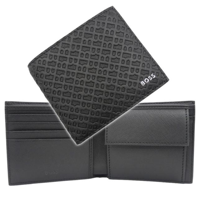 2025 秋冬新作！ HUGO BOSS ヒューゴボス 財布 メンズ 二つ折り財布（小銭入れ付き） 50548816 10274295 / Zair ML 4cc coin N ブラック