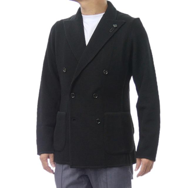 秋新作 LARDINI ラルディーニ ジャケット メンズ ダブル6Bニットジャケット CNLJM57 AA65001 ブラック 2025秋冬新作 敬老の日 プレゼント ギフト