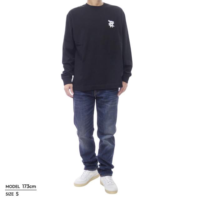 セールAW MAISON KITSUNE メゾンキツネ Tシャツ メンズ 長袖 トップス 綿100％ クルーネック ロンT PM00104 KJ0119 / STUNT FOX LONG SLEEVE TEE-SHIRT ブラック_1