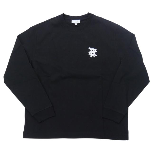 セールAW MAISON KITSUNE メゾンキツネ Tシャツ メンズ 長袖 トップス 綿100％ クルーネック ロンT PM00104 KJ0119 / STUNT FOX LONG SLEEVE TEE-SHIRT ブラック_4