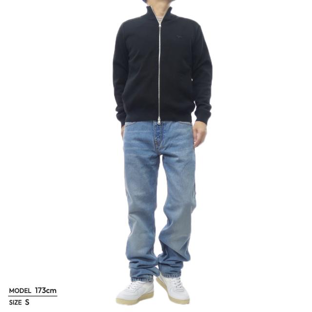 セールAW MAISON KITSUNE メゾンキツネ メンズ ジップアップセーター PM02113 KT1168 / TECHNICAL MERINO WOOL KNITTED JACKET ブラック_1
