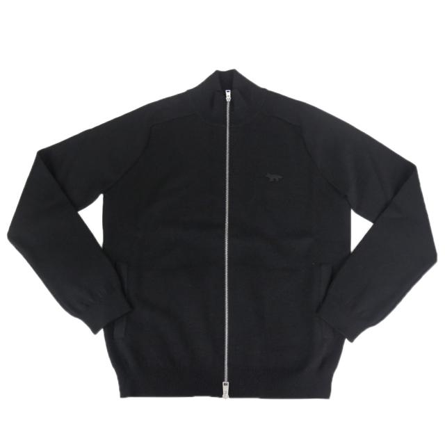 セールAW MAISON KITSUNE メゾンキツネ メンズ ジップアップセーター PM02113 KT1168 / TECHNICAL MERINO WOOL KNITTED JACKET ブラック_4