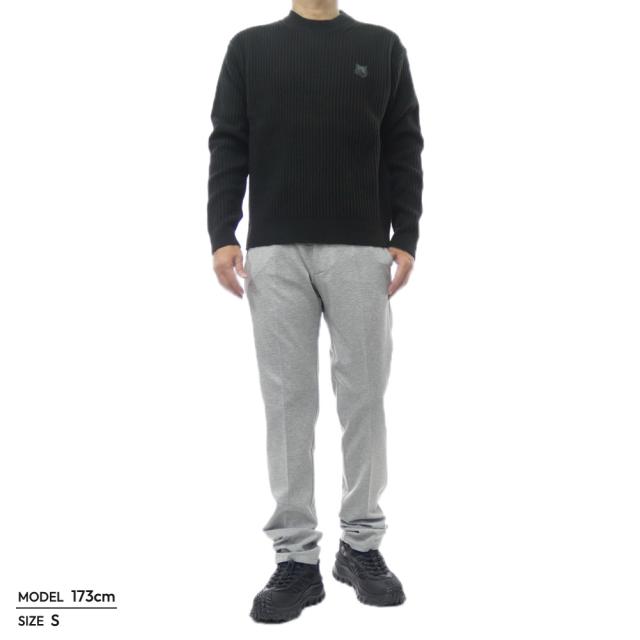 セールAW MAISON KITSUNE メゾンキツネ セーター メンズ クルーネック ニット PM00811 KT1149 / FOX HEAD WOOL RIBBED JUMPER ブラック_1