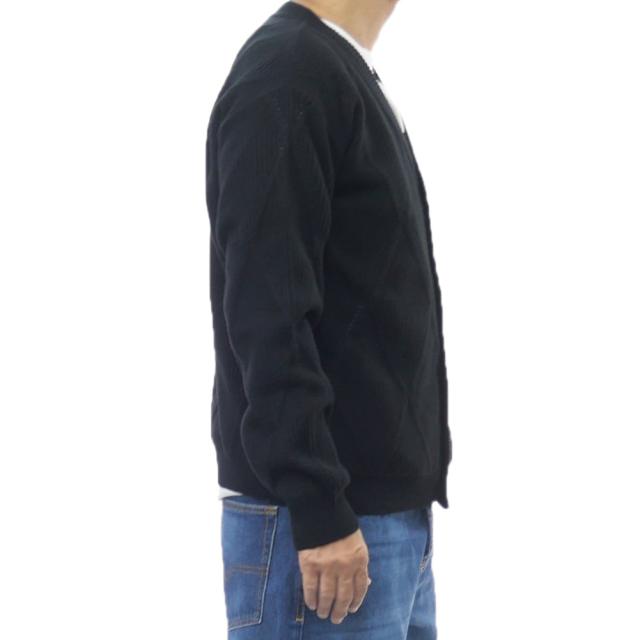 セールAW MAISON KITSUNE メゾンキツネ カーディガン メンズ ニットカーディガン PM00505 KT1169 / TEXTURED WOOL ARGYLE CARDIGAN ブラック_2