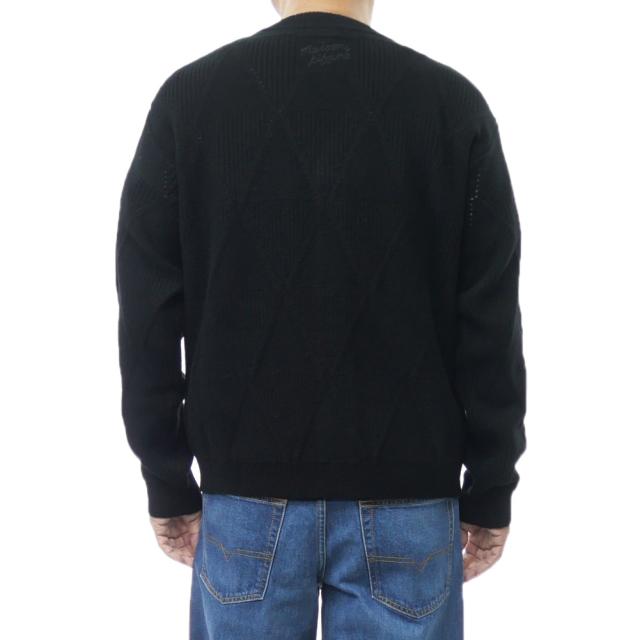 セールAW MAISON KITSUNE メゾンキツネ カーディガン メンズ ニットカーディガン PM00505 KT1169 / TEXTURED WOOL ARGYLE CARDIGAN ブラック_3