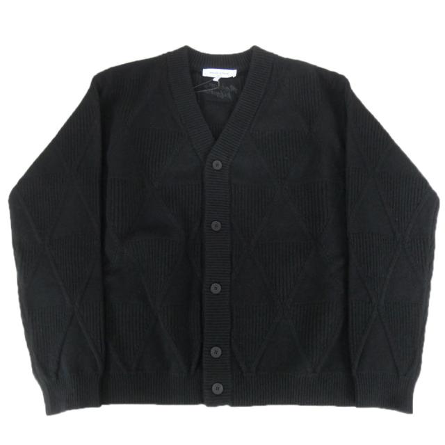 セールAW MAISON KITSUNE メゾンキツネ カーディガン メンズ ニットカーディガン PM00505 KT1169 / TEXTURED WOOL ARGYLE CARDIGAN ブラック_4