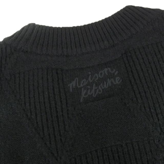 セールAW MAISON KITSUNE メゾンキツネ カーディガン メンズ ニットカーディガン PM00505 KT1169 / TEXTURED WOOL ARGYLE CARDIGAN ブラック_6