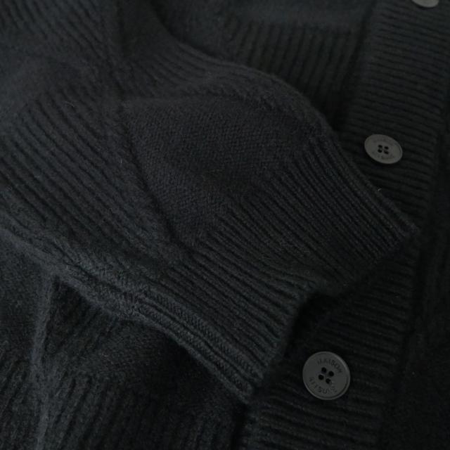 セールAW MAISON KITSUNE メゾンキツネ カーディガン メンズ ニットカーディガン PM00505 KT1169 / TEXTURED WOOL ARGYLE CARDIGAN ブラック_7