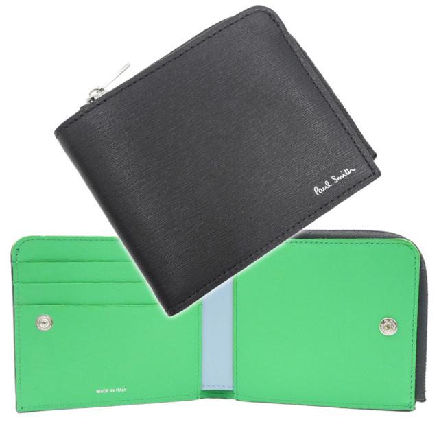 2025 秋冬新作！ PAUL SMITH ポールスミス 財布 メンズ 二つ折り財布（小銭入れ付き） M1A 7970 TSTRGS ブラック