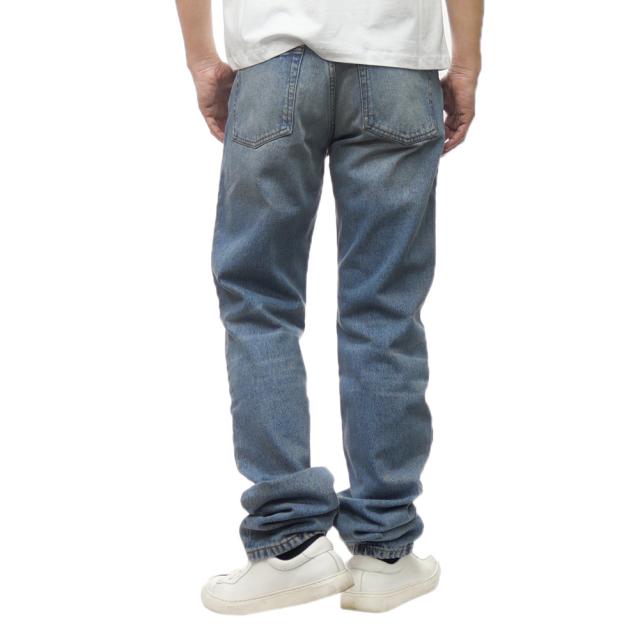 セールSS AMI PARIS アミパリス ジーンズ メンズ コットン 綿100％ HTR001.DE0046 デニム ユーズド加工 ブランド ロゴ カジュアル ブルー セールSS AMI PARIS アミパリス ジーンズ メンズ コットン 綿100