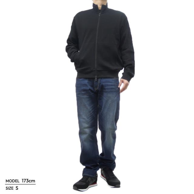 旧モデルセール！ ARMANI EXCHANGE A/X アルマーニエクスチェンジ スウェット メンズ ジップアップ コットン 綿100％ XM000311 AF103650 同色ロゴ ラインテープ ブラック_1