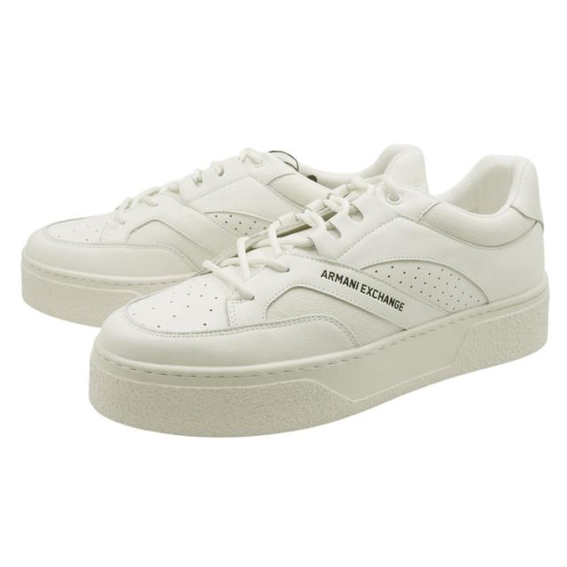 セールSS ARMANI EXCHANGE A/X アルマーニエクスチェンジ メンズ スニーカー 靴 シューズ ローカット XUX260 XV954 本革 レザー 無地 ワンポイント ブランド ロゴ カジュアル スポーティ トレーニング オフホワイト