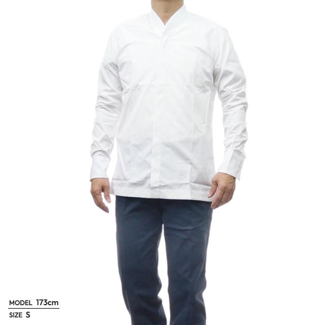 旧モデルセール！ BAGUTTA バグッタ ノーカラーシャツ メンズ コットン 綿100％ T099 / NOBU ホワイト_1