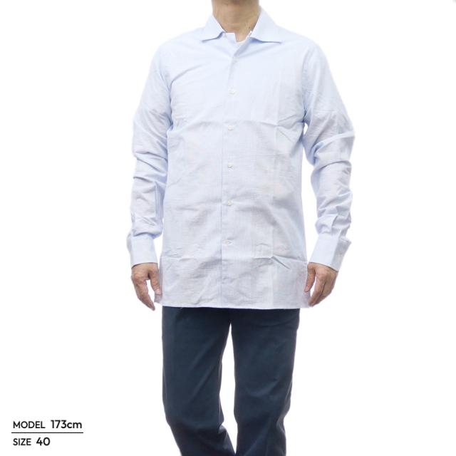 旧モデルセール！ BAGUTTA バグッタ カジュアルシャツ メンズ コットン 綿100％ T1050 / MIKE ブルー×ホワイト_1