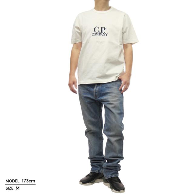 旧モデルセール！ C.P. COMPANY シーピーカンパニー Tシャツ メンズ 半袖 トップス クルーネック コットン 綿100％ 18CMTS106A 110301W オフホワイト_1