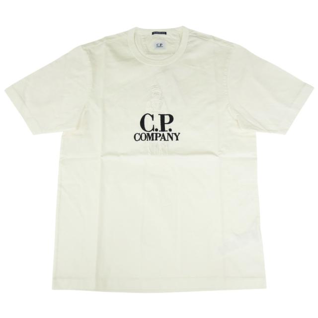 旧モデルセール！ C.P. COMPANY シーピーカンパニー Tシャツ メンズ 半袖 トップス クルーネック コットン 綿100％ 18CMTS106A 110301W オフホワイト_4