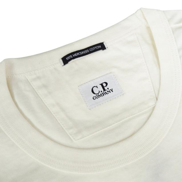 旧モデルセール！ C.P. COMPANY シーピーカンパニー Tシャツ メンズ 半袖 トップス クルーネック コットン 綿100％ 18CMTS106A 110301W オフホワイト_5