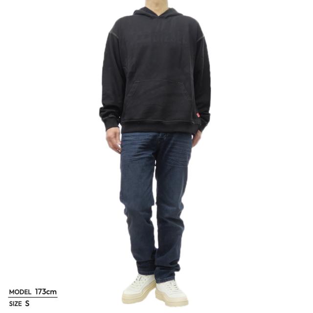 旧モデルセール！ DIESEL ディーゼル パーカー メンズ プルオーバー コットン 綿100％ A16429 0LJBT / S-BOXT-HOOD-R9 ブラック_1