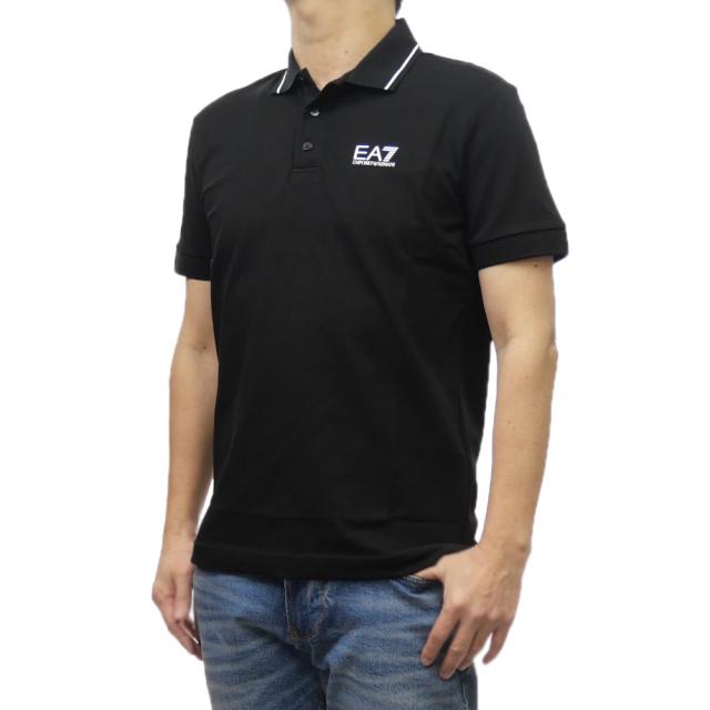 セールSS EMPORIO ARMANI エンポリオアルマーニ EA7 ポロシャツ 半袖 メンズ 鹿の子 8NPF16 PJVUZ ブランド ロゴ カジュアル スポーティ きれいめ 大きいサイズ ブラック