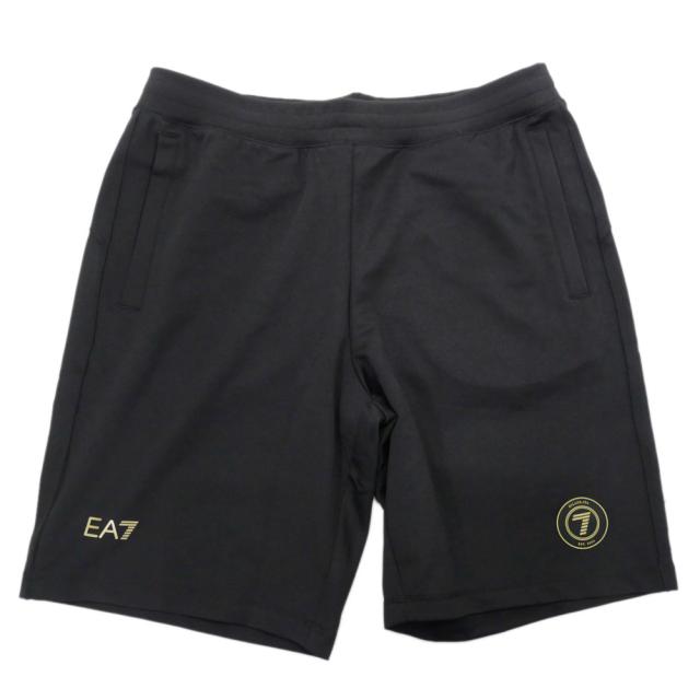 セールSS EMPORIO ARMANI エンポリオアルマーニ EA7 ショートパンツ メンズ スウェット 7M000260 AF13526 短パン ブランド ロゴ カジュアル スポーティ ジム トレーニング ランニング 大きいサイズ ブラック