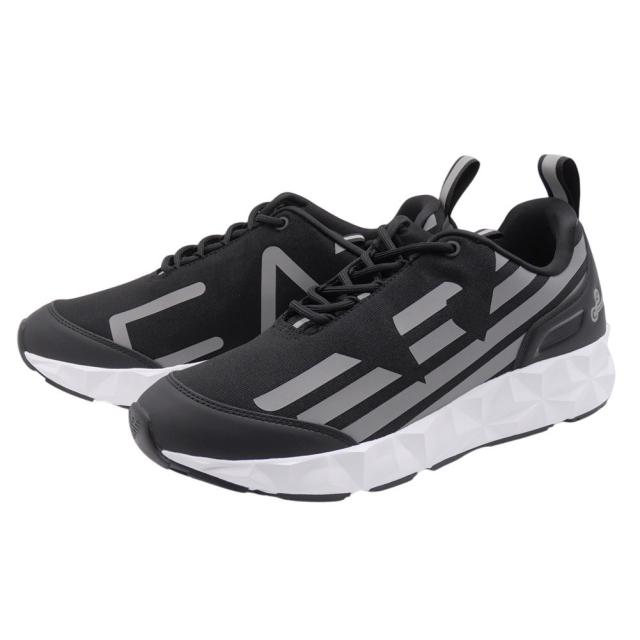 セールSS EMPORIO ARMANI エンポリオアルマーニ EA7 メンズ スニーカー ローカット X8X217 XK433 ブランド ロゴ カジュアル シューズ 靴 トレーニング スポーツ ジム ブラック×シルバー