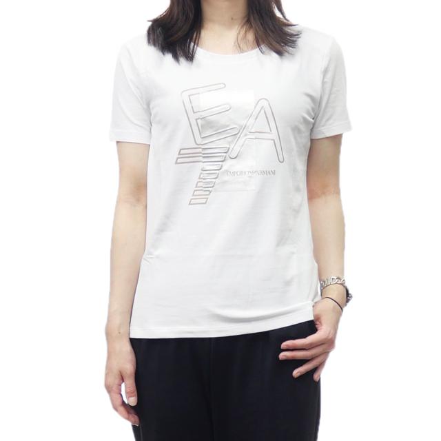 セールSS EMPORIO ARMANI エンポリオアルマーニ EA7 Tシャツ レディース 半袖 ラウンドネック 7W000187 AF10373 ホワイト